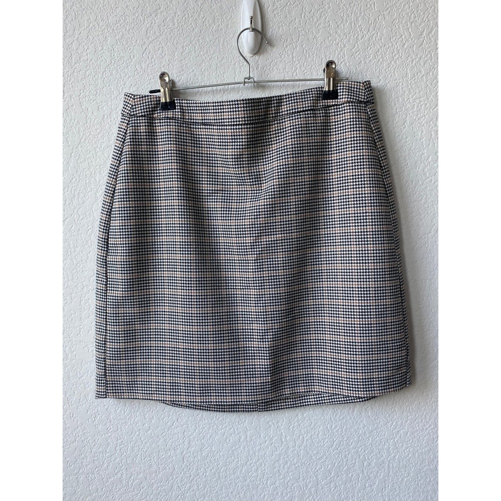Vero Moda Women Houndstooth Plaid Academic Mini Skirt Size 36 Black Brown